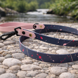 Laisse paint'ki bleu kérosène et rose pastel