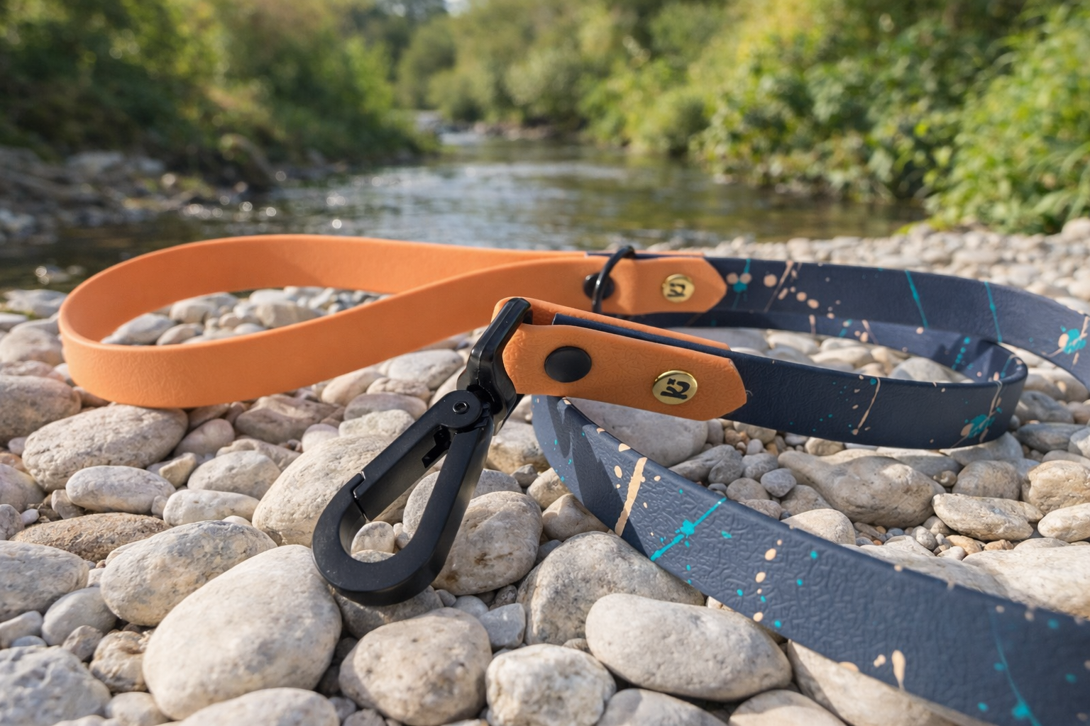 Laisse paint'ki bleu kérosène et beige savane – Image 3