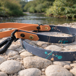 Laisse paint'ki bleu kérosène et beige savane