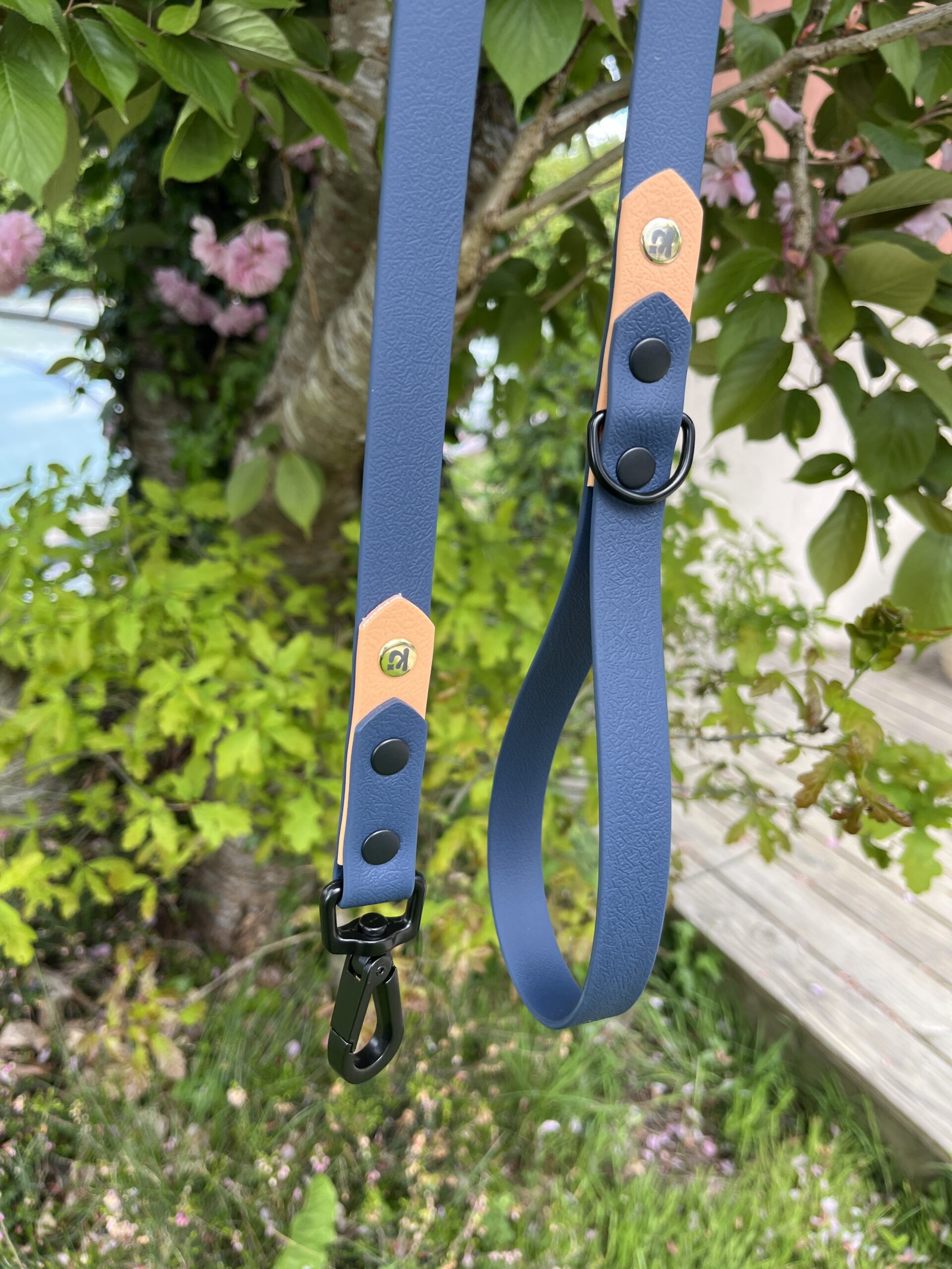 Laisse Epi'Ki Bleu kérosène et beige savane